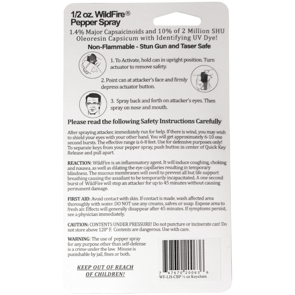 Wildfire 1.4% MC 1/2 oz pepper spray fashion leatherette holster and quick release keychain cheetah black/pink view 3